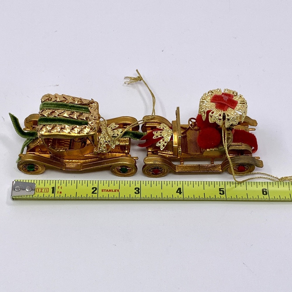 Lot 4 Vintage Koestel Maxwell & Renault Golden Jeweled Car Ornaments W Germany - Picture 13 of 13